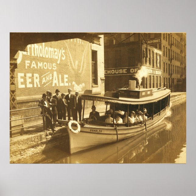 Erie Canal at Exchange St in Downtonw Rochester NY Poster (Framsidan)