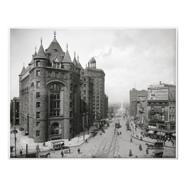 Erie County Savings Bank ~ Main & Niagara St. 1908 Fototryck (Framsidan)