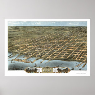 Erie panorama- karta för PA - 1870 Poster