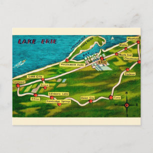 Erie Pennsylvania Vintage Karta vykort