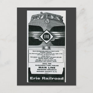 Erie Railroad Suburban TimeTables Cover 1958 Vykort