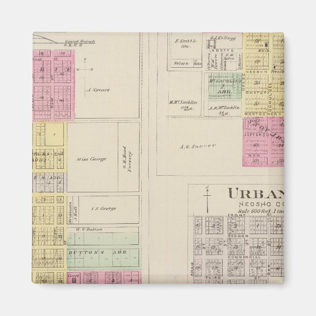 Erie, Thayer, Urbana, Kansas Magnet (Framsidan)