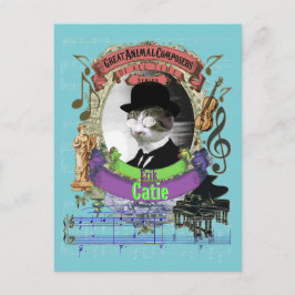 Erik Catie Cat Animal Composer Satie Spoof Vykort