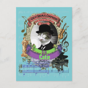 Erik Catie Cat Animal Composer Satie Spoof Vykort