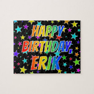 ’ERIK’ First Namn, Roligt ’GRATTIS PÅ FÖDELSEDAGEN Pussel