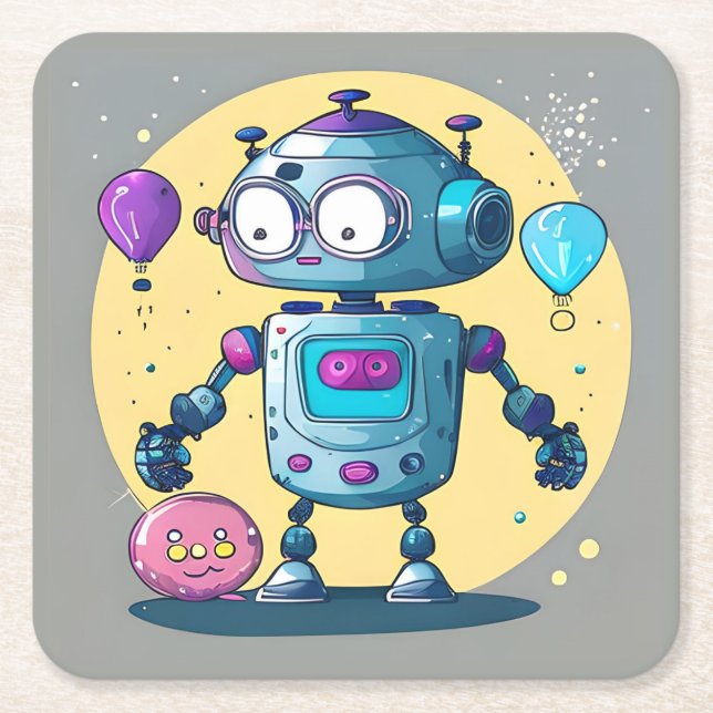 Erik the Brainy Bot Underlägg Papper Kvadrat (Framsidan)