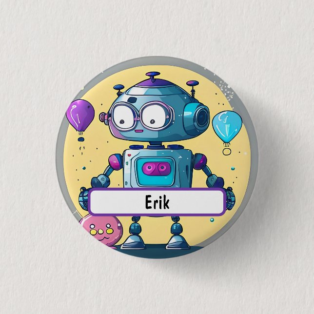 Erik the Brainy bot with Anpassningsbar Nametag Knapp (Framsida)