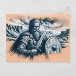 Erik the Red in Pastel Chalk Teckning Vykort