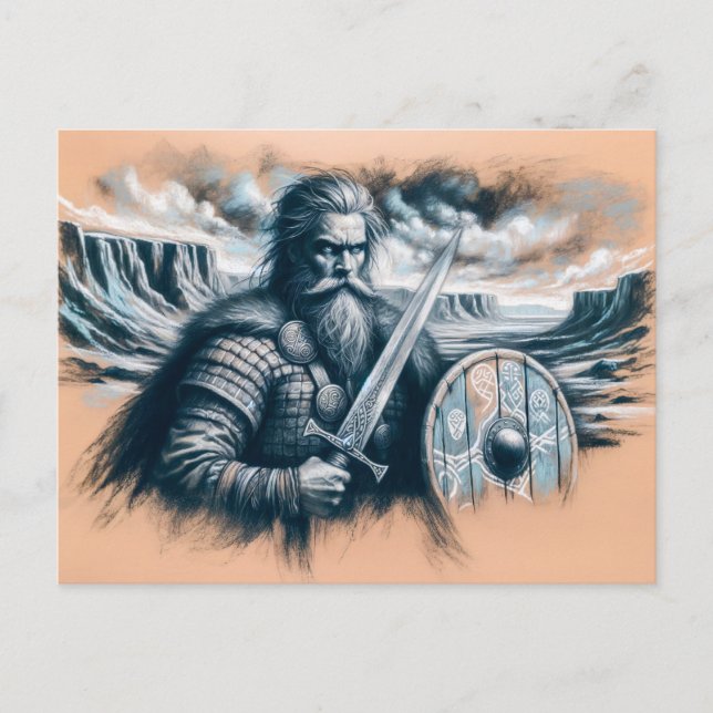 Erik the Red in Pastel Chalk Teckning Vykort (Framsida)