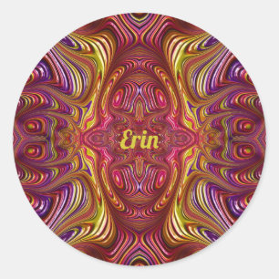 ERIN ~ Flerfärgad rektangulär design ~ Runt Klistermärke
