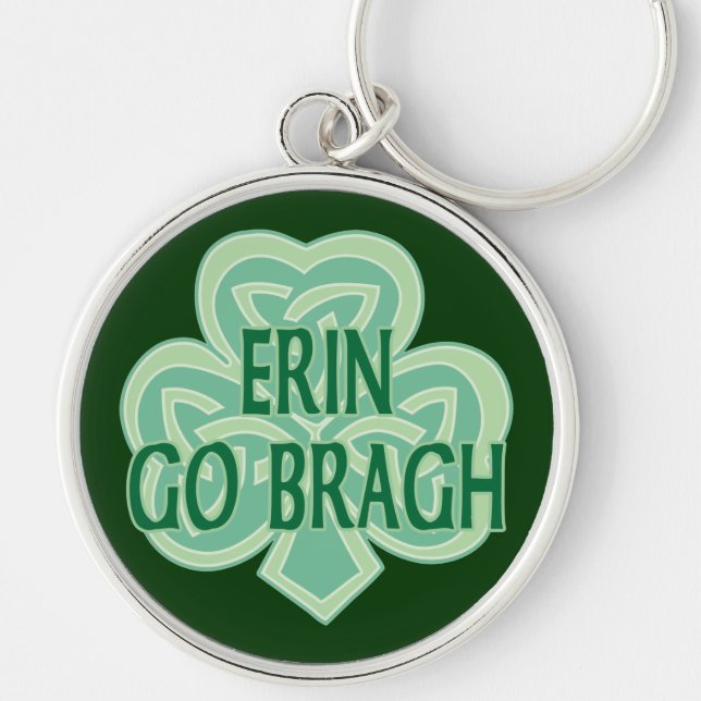 Erin går Bragh den Celtic fnurran Rund Silverfärgad Nyckelring (Framsidan)