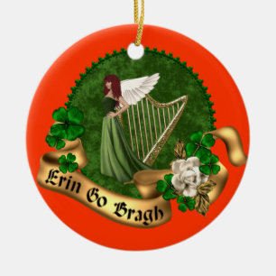 Erin går den Bragh irländare Julgransprydnad Keramik