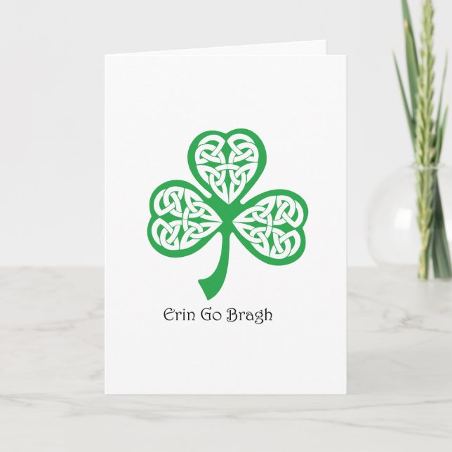 Erin går den Bragh shamrocken med celtic knotwork Kort (Framsida)