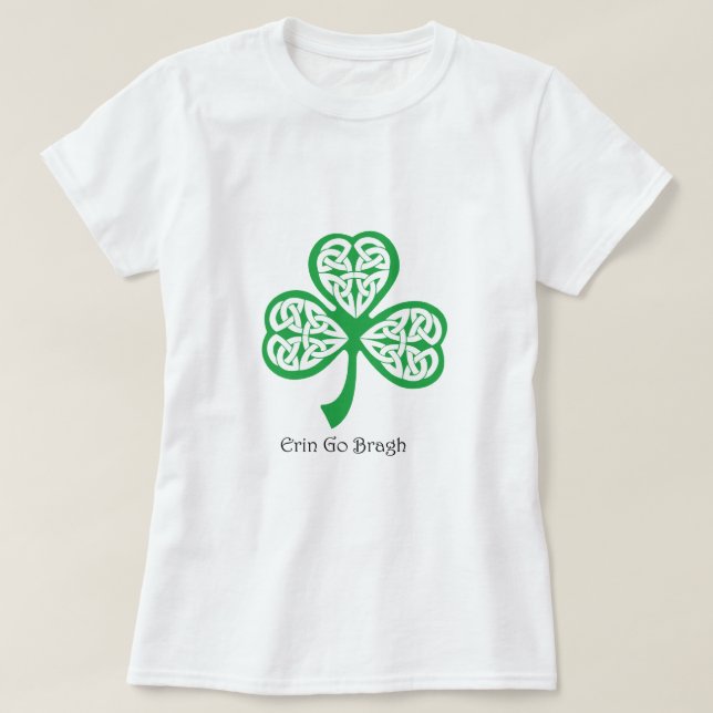 Erin går den Bragh shamrocken med celtic knotwork T Shirt (Design framsida)