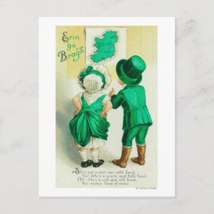 Erin Go Bragh Couple Tittar på Irland Karta Vykort