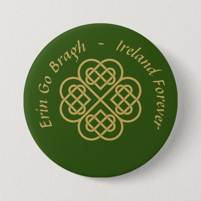 Erin Go Bragh Guld Celtic Shamrock Knapp (Framsida)