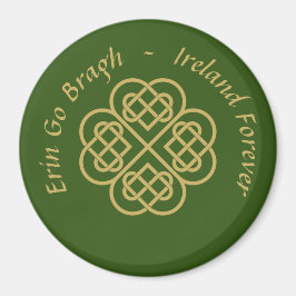 Erin Go Bragh Guld Celtic Shamrock Magnet
