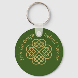 Erin Go Bragh Guld Celtic Shamrock Nyckelring