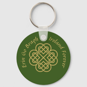 Erin Go Bragh Guld Celtic Shamrock Nyckelring