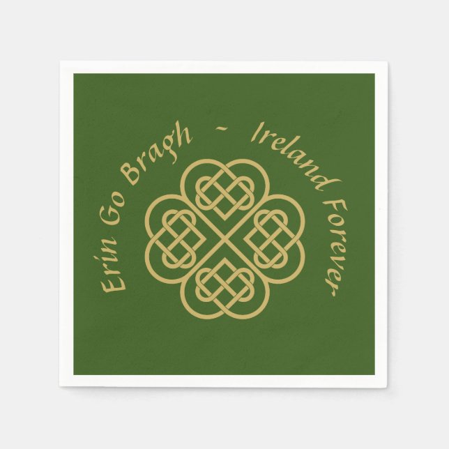Erin Go Bragh Guld Celtic Shamrock Pappersservett (Framsidan)