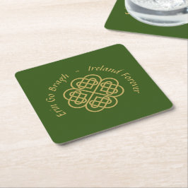 Erin Go Bragh Guld Celtic Shamrock Underlägg Papper Kvadrat