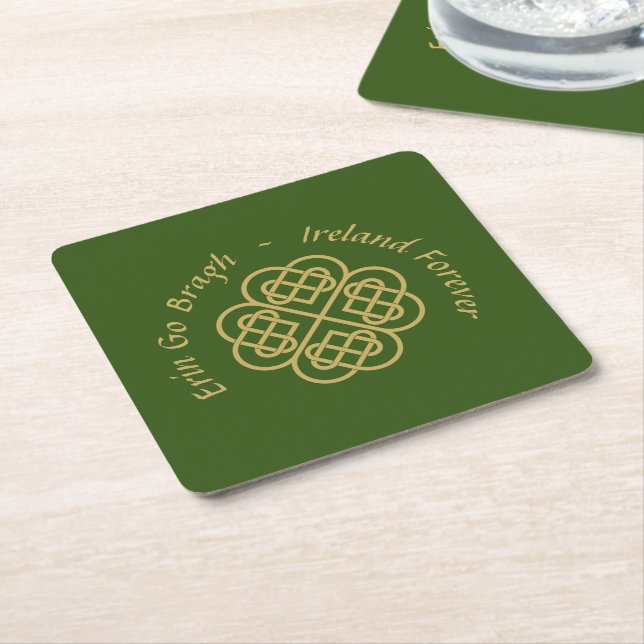 Erin Go Bragh Guld Celtic Shamrock Underlägg Papper Kvadrat (Vinklad)