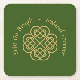 Erin Go Bragh Guld Celtic Shamrock Underlägg Papper Kvadrat