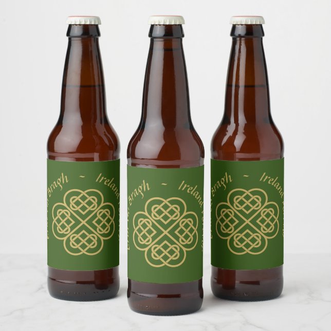 Erin Go Bragh Guld Keltisk Shamrock  Ölflaska Etikett (Flaskor)