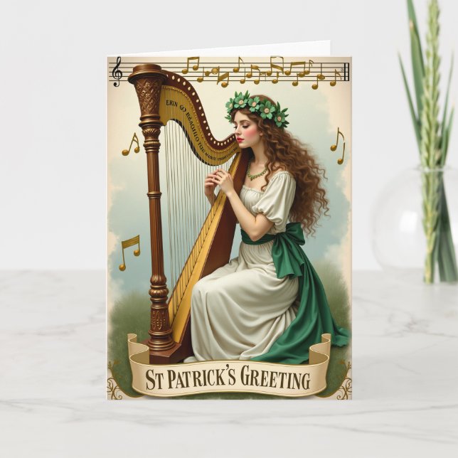 Erin Go Bragh Harp Music Card Kort (Framsida)