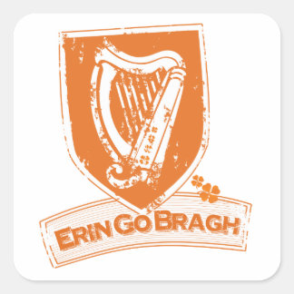 Erin Go Bragh (Harp Orange) Fyrkantigt Klistermärke