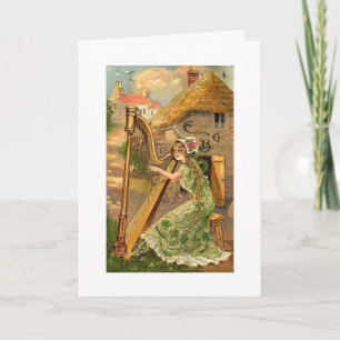 Erin Go Bragh Harp Woman Helgkort