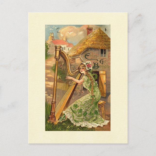 Erin Go Bragh Harp Woman Vykort (Framsida)