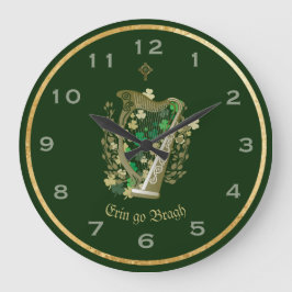 Erin Go Bragh Irish Harp Wall Clock Stor Klocka