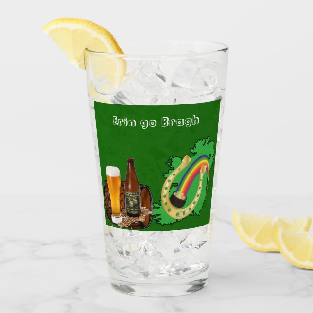Erin Go Bragh Saint patrick's day Irish Beer Glass Glaskopp (Framsida Ice)