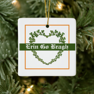 Erin Go Bragh Shamrock Heart Julgransprydnad Keramik