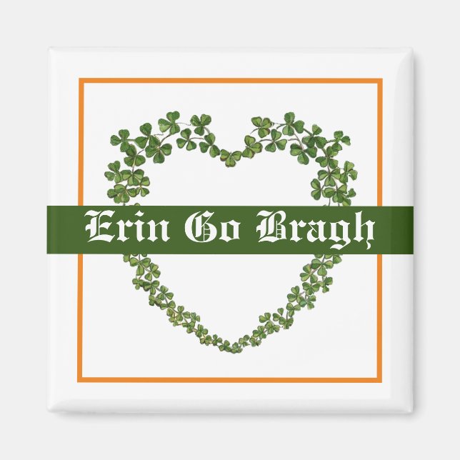 Erin Go Bragh Shamrock Heart Magnet (Framsidan)