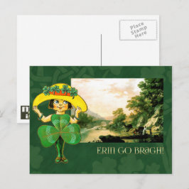 Erin Go Bragh Vintage Irish Girl St.Patrick's Day Vykort
