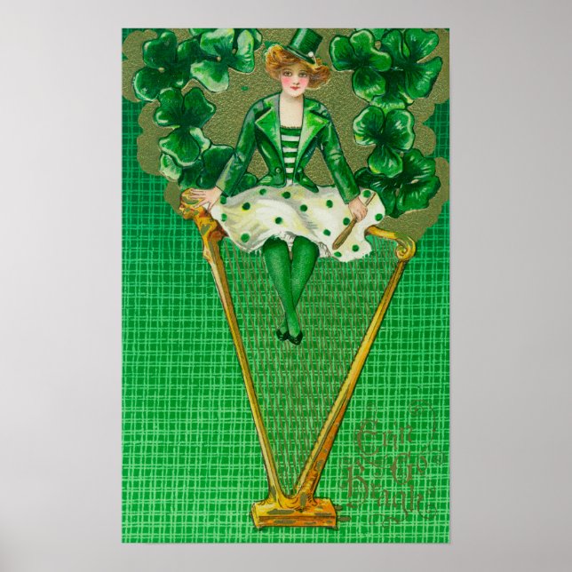 Erin Go Bragh Woman på Harp Scene Poster (Framsidan)