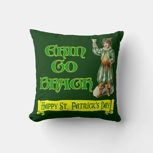 Erin Go Gragh Lycklig St. Patrick's Day Pillow Kudde (Framsida)