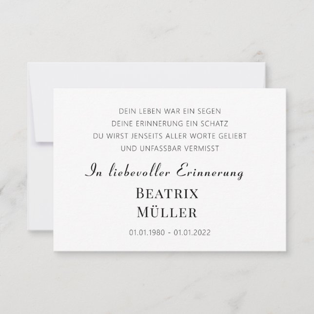 Erinnerung Modern Elegant Simple Chic  Dankeskarte Tack Kort (Framsida)