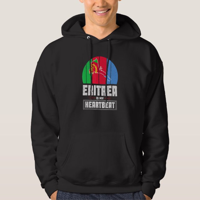 Eritrea är mitt hjärtan mot Kärlek Eritrea Flagga  Hoodie (Framsida)