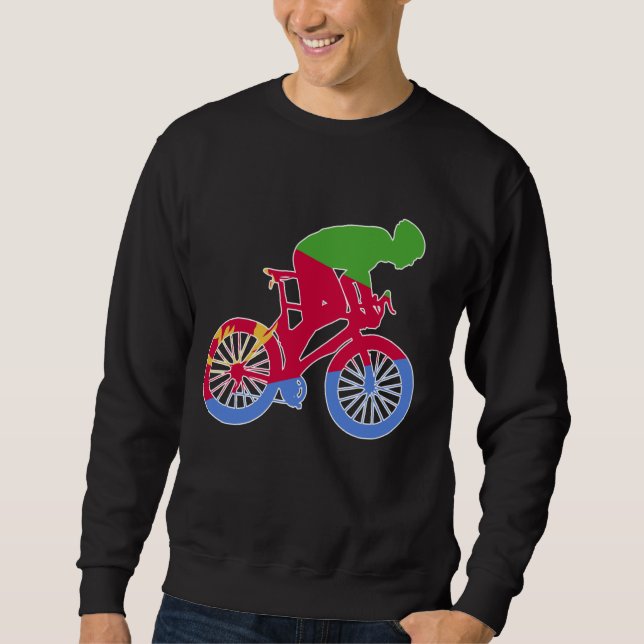 Eritrea Biker Nation Rider Världs flaggor Lång Ärmad Tröja (Framsida)