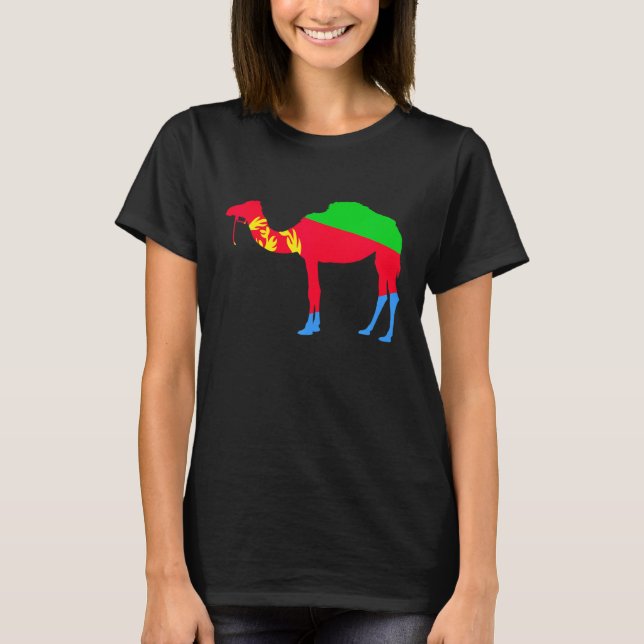 Eritrea Camel Flagga Tigrinya Eritrea Karta Symbol T Shirt (Framsida)