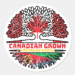 Eritrea Eritrean Canadian Canada Träd Roots Flagga Runt Klistermärke
