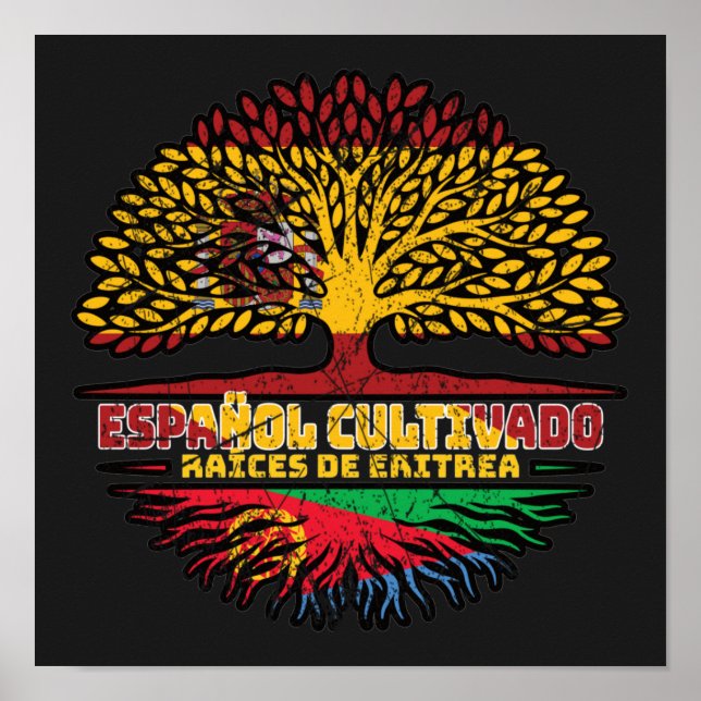 Eritrea Eritrean Spain Träd Roots Flagga Poster (Framsidan)