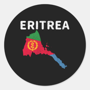 Eritrea Eritreas Karta Flagga Afrika Guld Olive Gr Runt Klistermärke