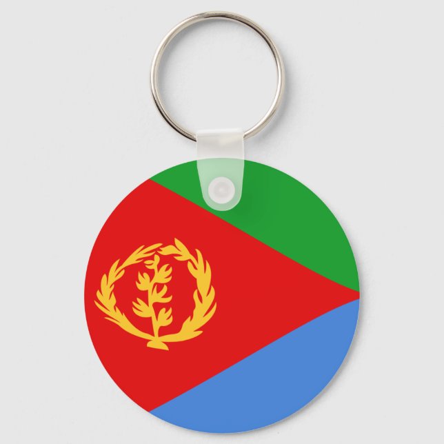Eritrea Fisheye Flagga Keychain Nyckelring (Framsida)