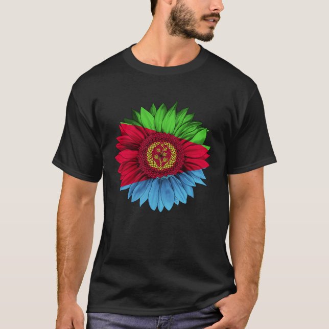 Eritrea Flag Sunflower Eritrean Roots Proud Patrio T Shirt (Framsida)