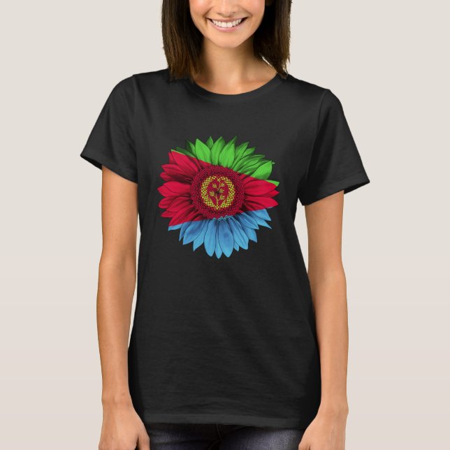 Eritrea Flag Sunflower Eritrean Roots Proud Patrio T Shirt (Framsida)