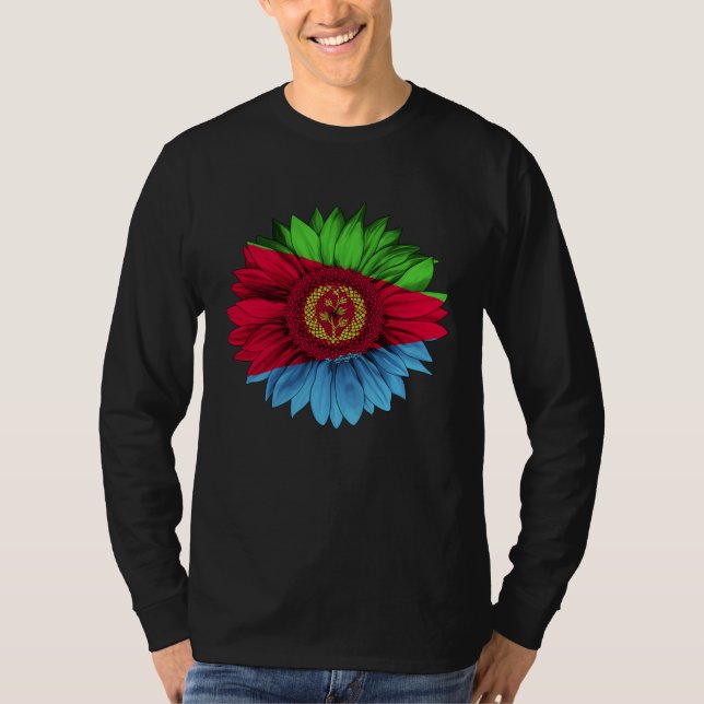 Eritrea Flag Sunflower Eritrean Roots Proud Patrio T Shirt (Framsida)